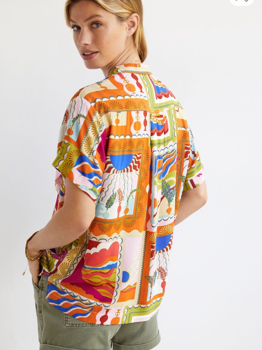 Anthropologie Maeve Bon Voyage button down size L - Picture 3 of 7